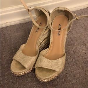 Silver and gold wedge sandals